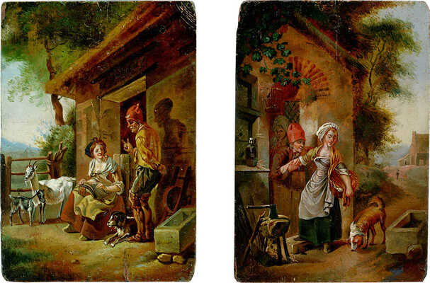 Неизвестный художник. Лот из двух жанровых работ